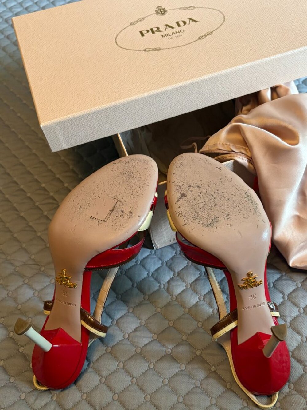 Prada Flame Patent Leather Slingback Heels - Picture 3 of 3
